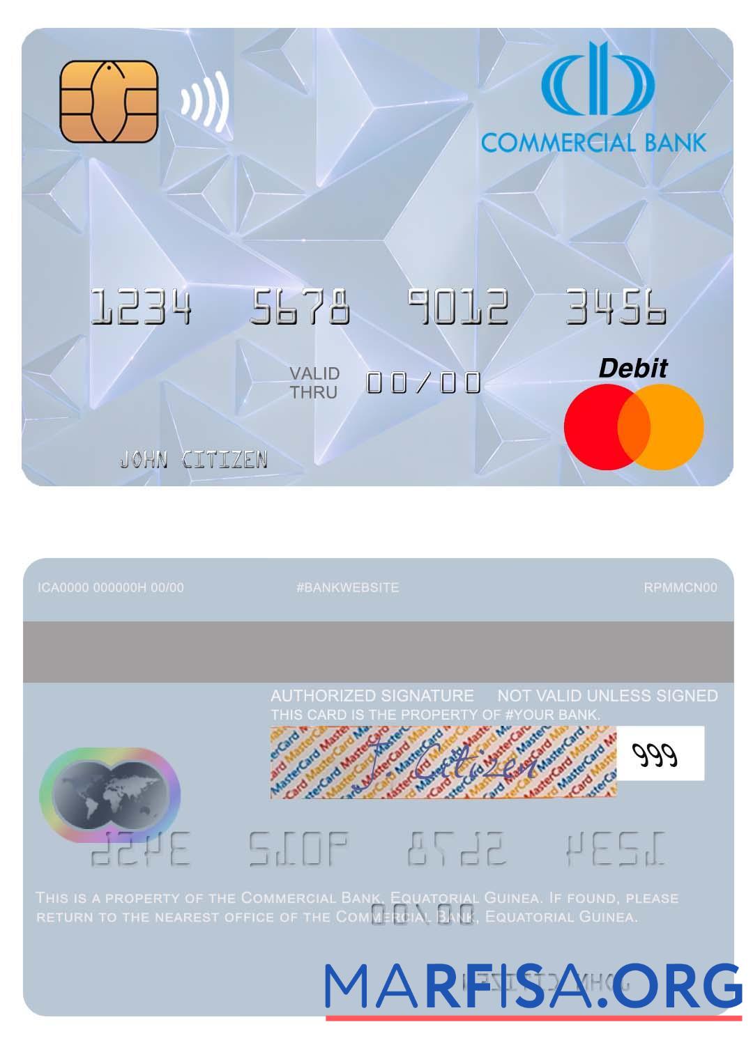 Blank Equatorial Guinea Commercial Bank Guinee Equatoriale mastercard template